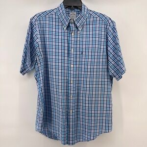 Brooks Brothers 346 Slim Fit Plaid Short Sleeve Button Down Shirt Mens L